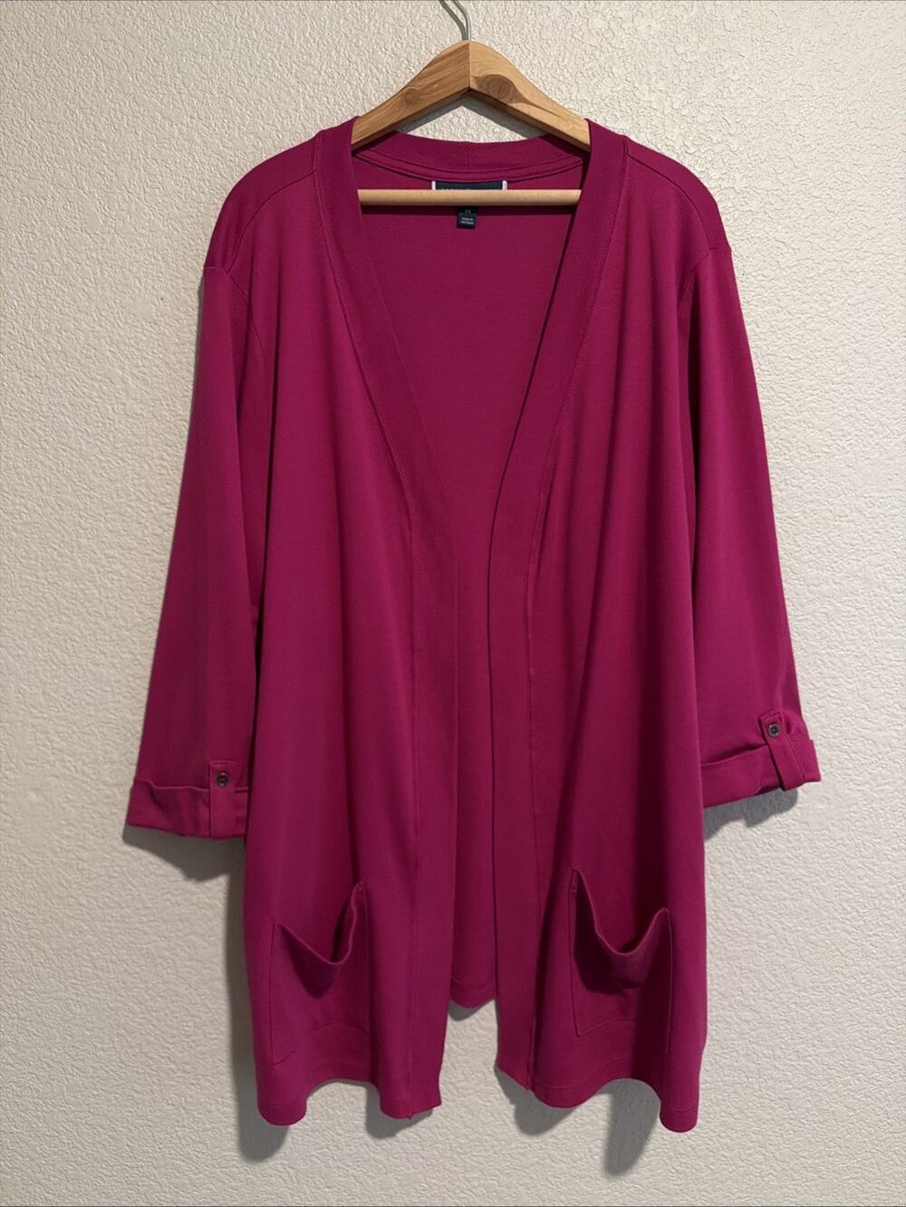NEW Karen Scott Open Front Cardigan Coastal Luxury Colorful Bold Cotton 3/4 Slv